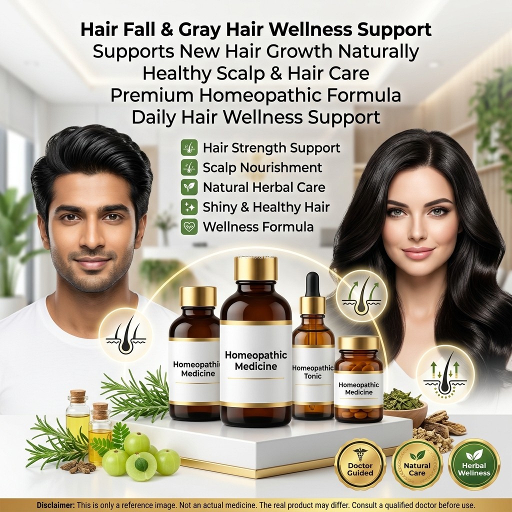 Homeopathy medicine for Hair fall, New hair growth and Gray hair