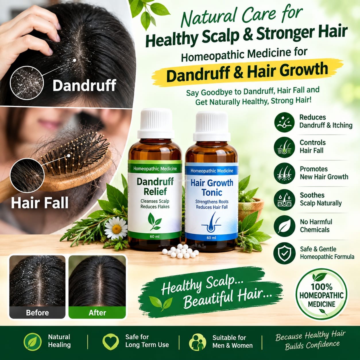 Homeopathic medicine for Dandruff and Hair growth medicine