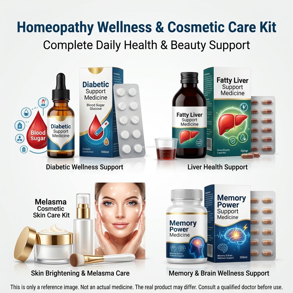 Spl homeopathy Diabetic,Fatty Liver Melasma cosmetic kit and Memory power medicine