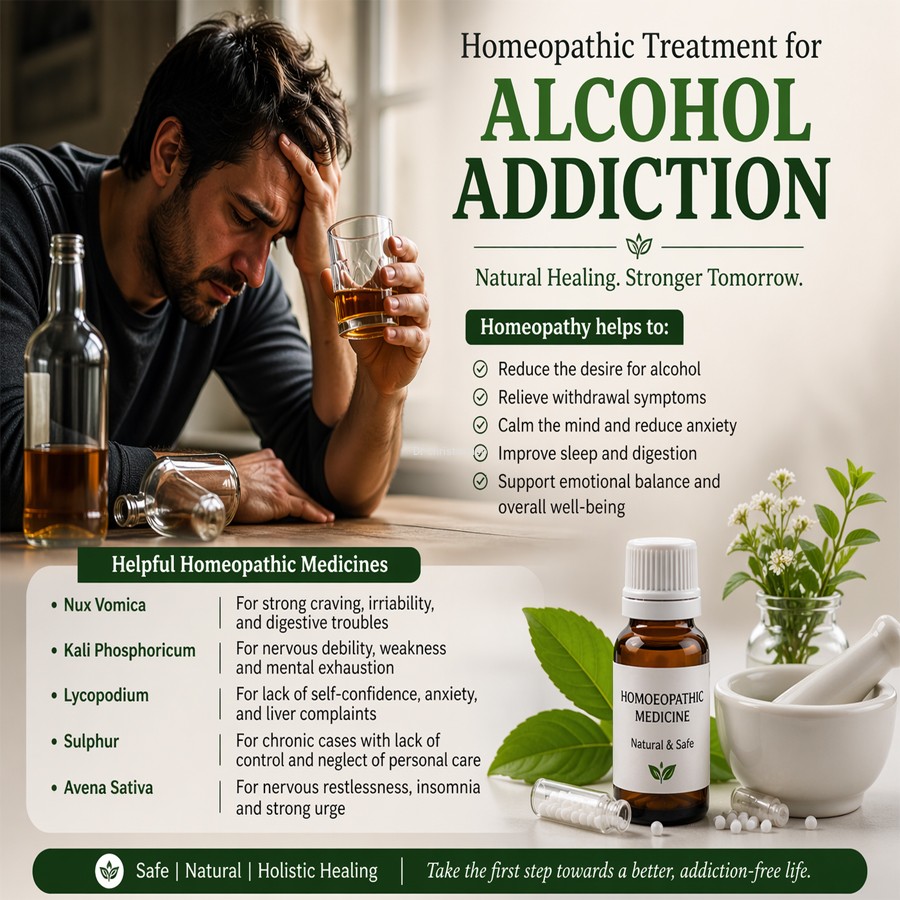Homeopathic medicine for alcohol addiction