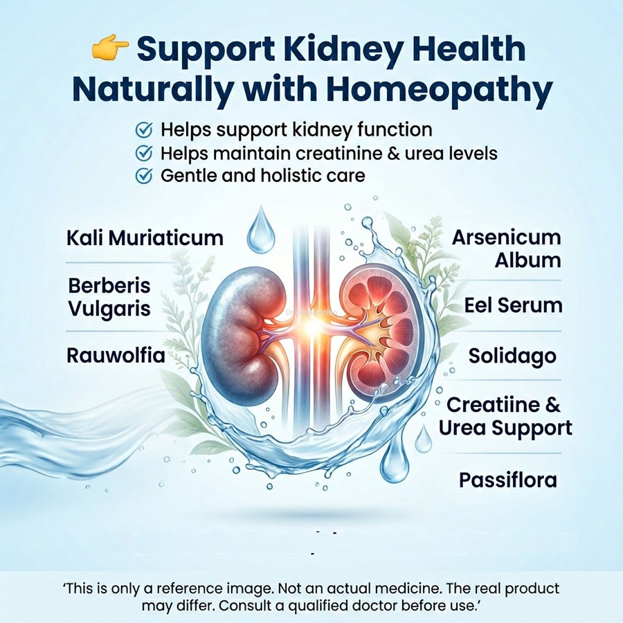 Spl homeopathy kalimoor,berberise vulgaris,rauwolfia,arsenicum,eelserum,solidago,creatin urea and passiflora