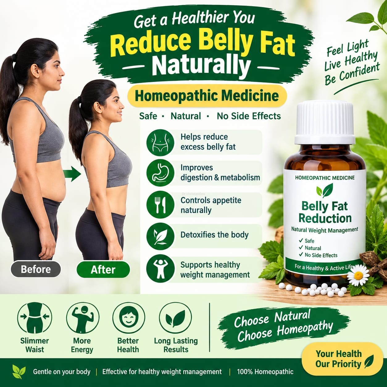 Homeopathic medicine for belly fat reduction