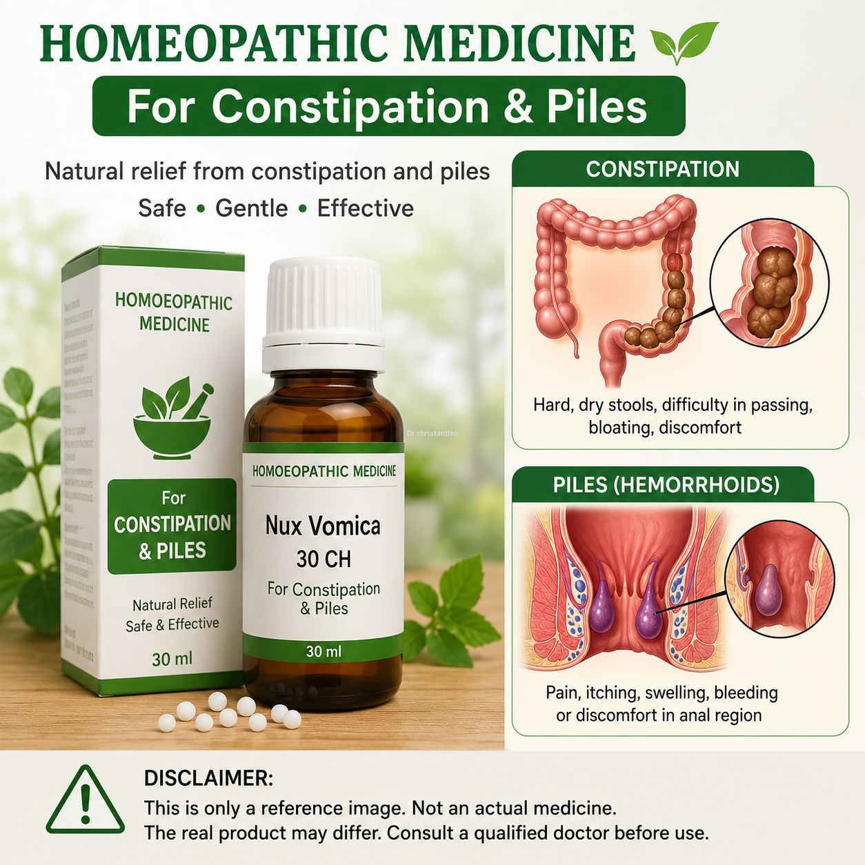Homeopathic medicine for constipation and piles