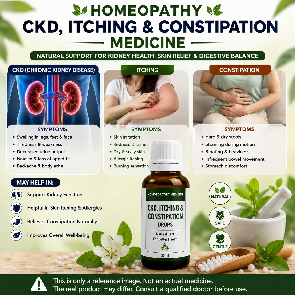 Spl homeopathy ckd, itching and Constipation medicine