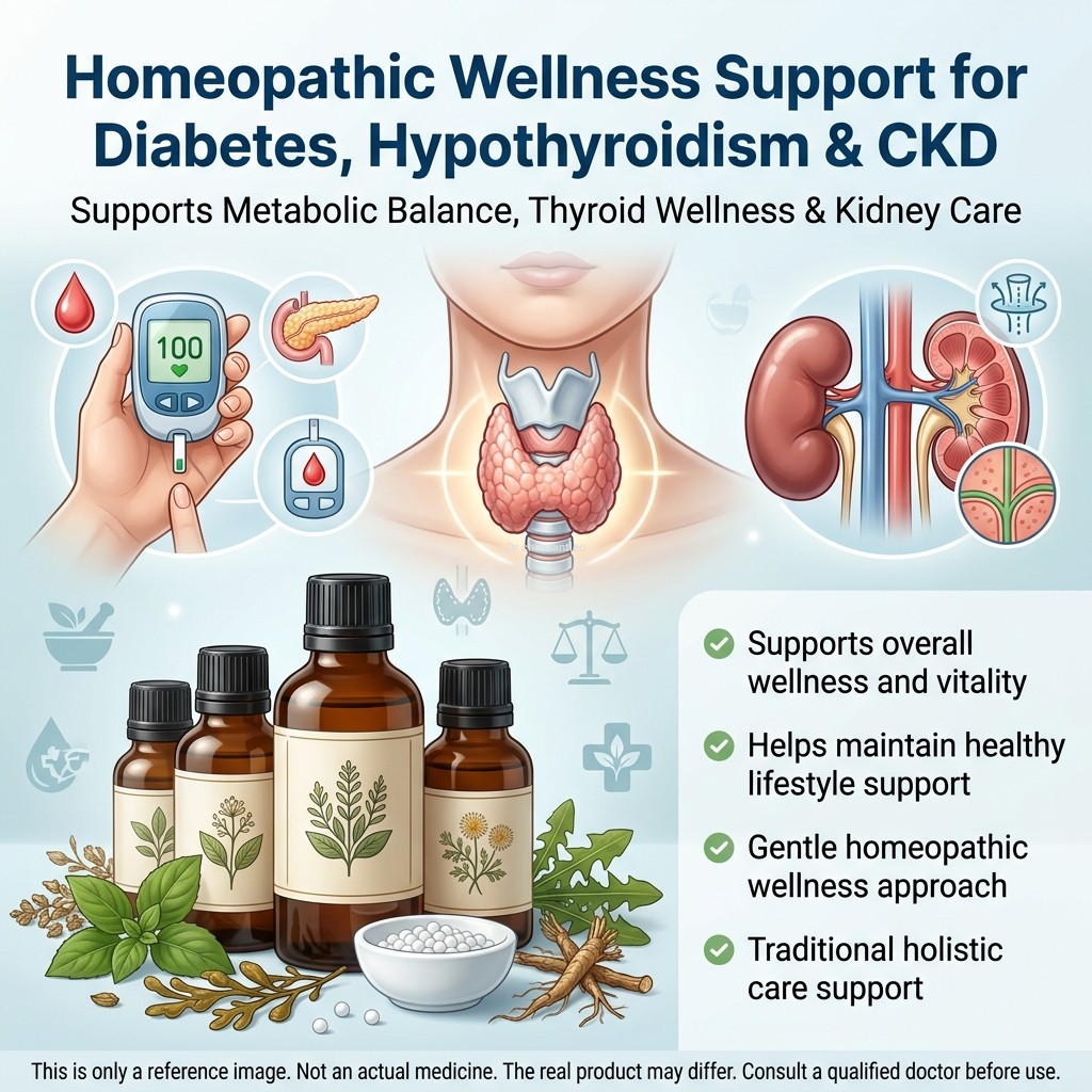 Homeopathic medicine for Diabetes, Hypothyroidism and CKD